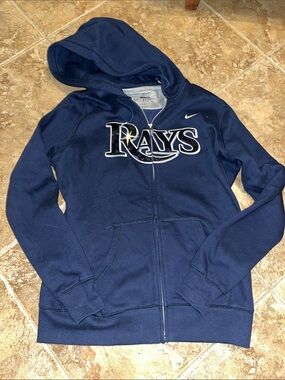 Nike Navy Rays Full-Zip Hoodie with White Logo Womens XL